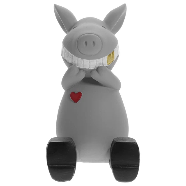 Soporte para móvil Piggy artesanía infantil soporte para teléfono animal resina gris