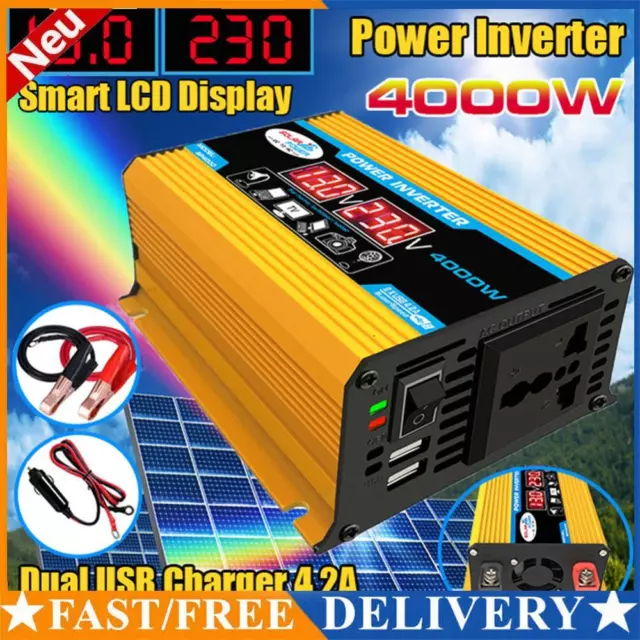 LCD Display Car Power Inverter Voltage Transformer (Yellow 12V to 110V)