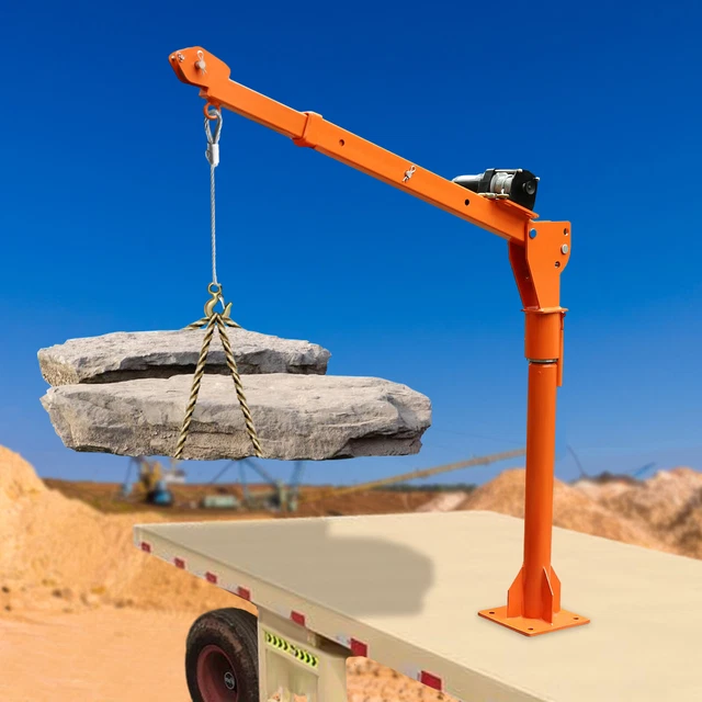 1100 LBS CRANE Frame 360° Swivel Winch Truckmounted Crane w 12V