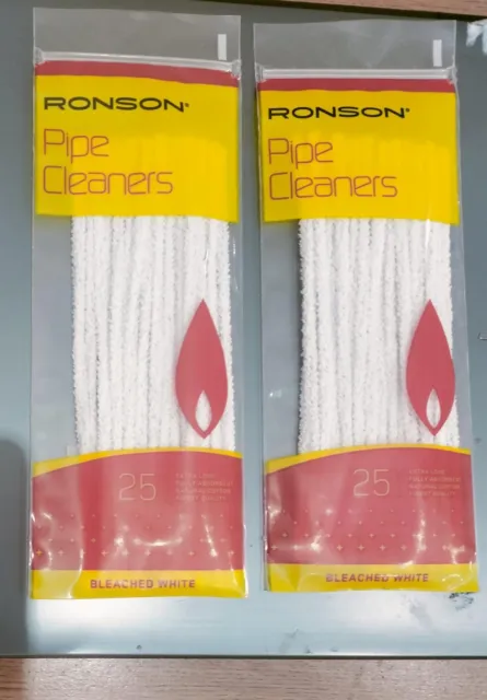 50 x RONSON PIPE EXTRA LONG WHITE PIPE CLEANERS NATURAL COTTON BLEACH WHITE