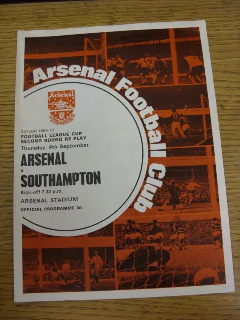 04/09/1969 Arsenal v Southampton [Football League Cup Replay] (4 Pages). This it