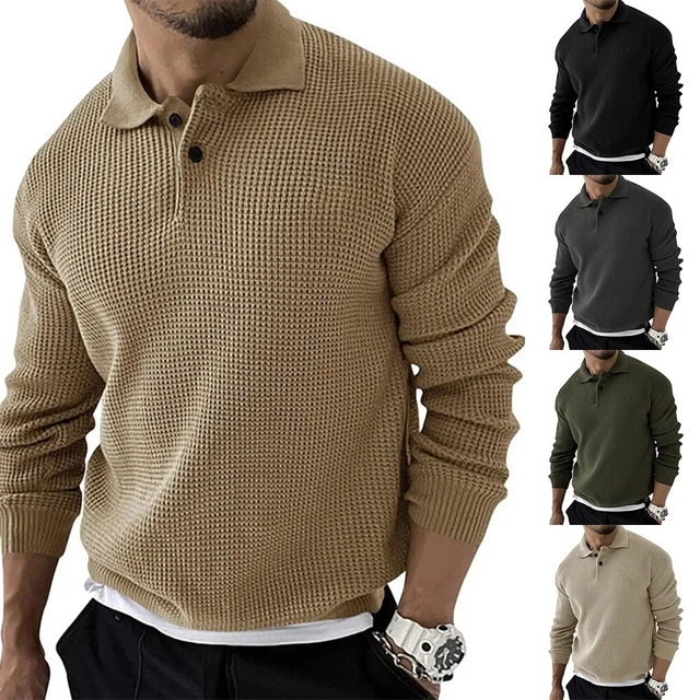 Nuovo Maglione da Uomo Top Pullover Camicia Solido T-Shirt Inverno Autumn