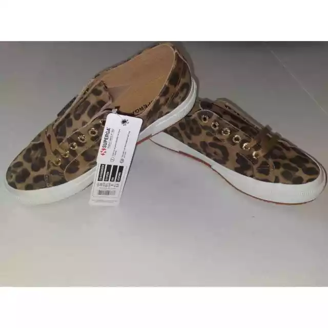 Superga Womens Size 8 2750 Fantasy Cotu Big Classic Leopard Canvas Trainers