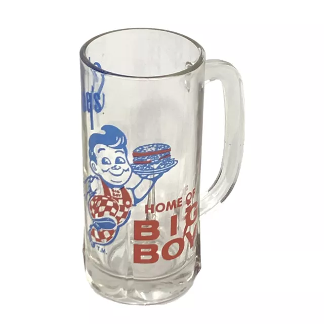 Vintage Shoney’s Home Of Big Boy Restaurant Clear Glass 12oz Mug Cup #7851