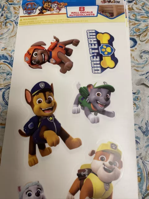 PAW PATROL wall stickers 8 decal Ryder Chase Marshall Rubble Rocky Zuma Skye New 2