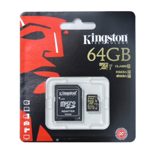 Kingston MicroSD 64GB Classe 10 UHS-I 90MB/s Scheda di memoria micro SD Sp. 24h!