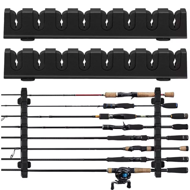 8 hole Fishing Rod Rack Vertical Holder Horizontal Wall Mount Pole Stand Storage