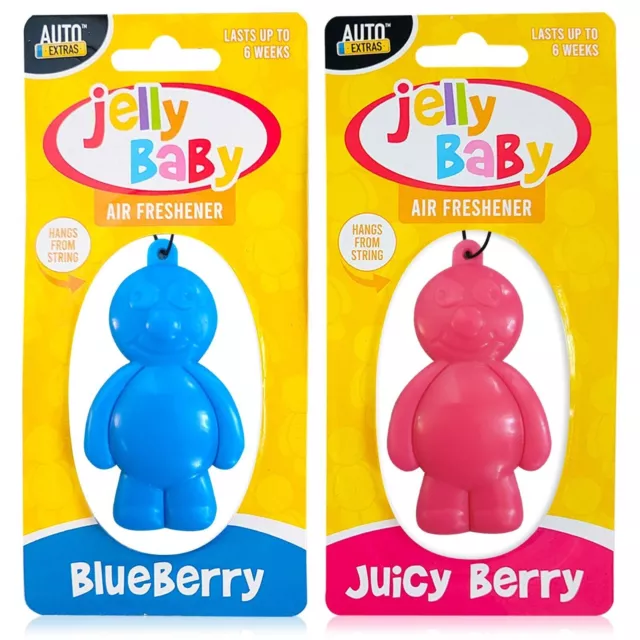 2 Jelly Baby Car Air Freshener Hanging Auto Freshner Blueberry Juicy Berry Scent