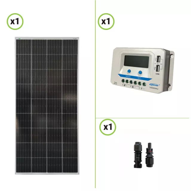 Kit fotovoltaico panel solar monocristalino de 200W 12V y controlador de carga V