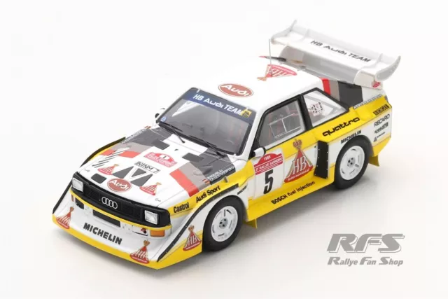 Audi Sport Quattro S1 E2 Walter Röhrl Rallye San Remo 1985 1:43 Spark 5192 NEU