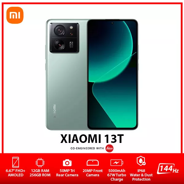 Xiaomi 13T 5G 256GB 12GB RAM Dual Sim (Global Model) GSM Factory Unlocked  (Meadow Green) 