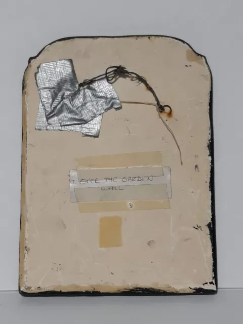 Vintage Plaster Of Paris Tile "Over the Garden Wall" Painted Silhouette. 2