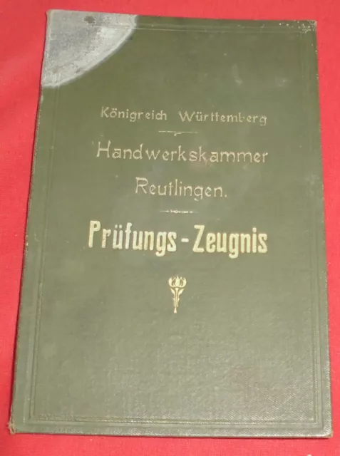 dachbodenfund orig.gesellenbrief königreich württemberg 1912 maler lehr zeugnis