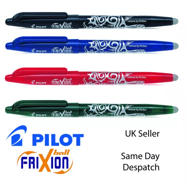 PILOT friXion ROLLERBALL ERASABLE PENS 0.7MM IN BLACK BLUE RED GREEN