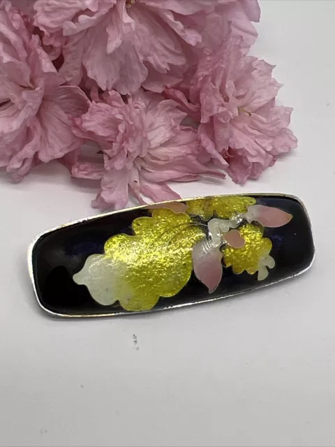 Vintage Japanese Cloisonne flower 2” brooch Pin 6863