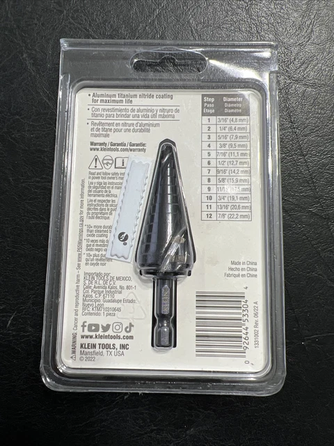 KLEIN TOOLS QRST14 SPIRAL FLUTE STEP DRILL BIT 3/16-7/8 free shipping!! 4