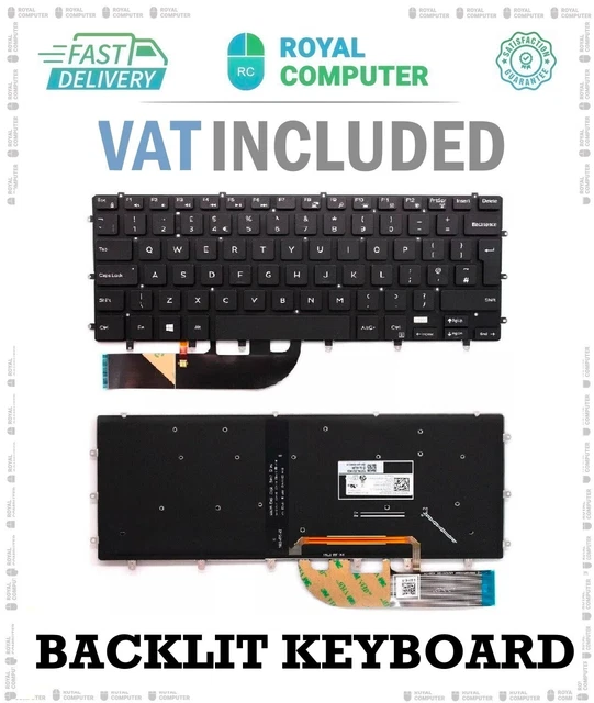 Genuine Dell UK Backlit Keyboard For XPS 13 9370 9380 7390 9305 – 82FHM