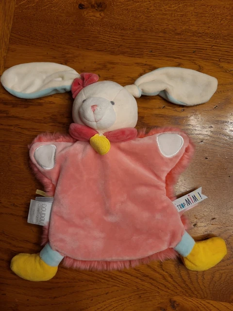 DOUDOU ET COMPAGNIE marionnette lapin rose Trop Mimi ÉTAT NEUF JAMAIS UTILISÉ