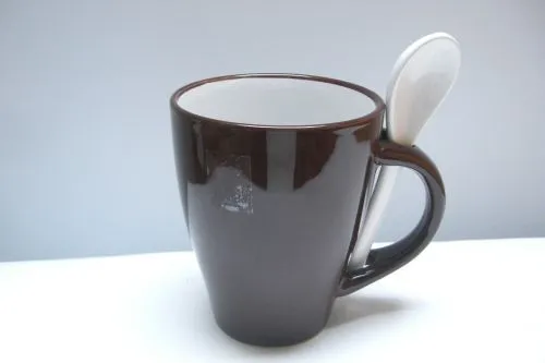 Kaffeebecher mit Löffel Tasse Henkelbecher