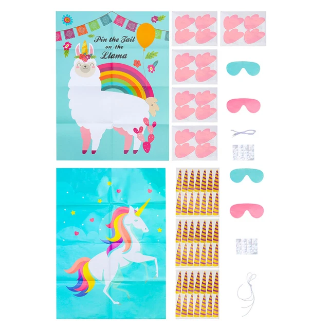 2 Juegos Pin El Cuerno En Unicornio Juego Unicornio Fiesta Póster Niño