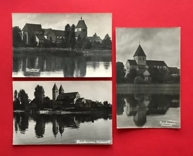 3 x Foto AK Insel Reichenau Bodensee um 1930 Münster Kloster  ( 54269