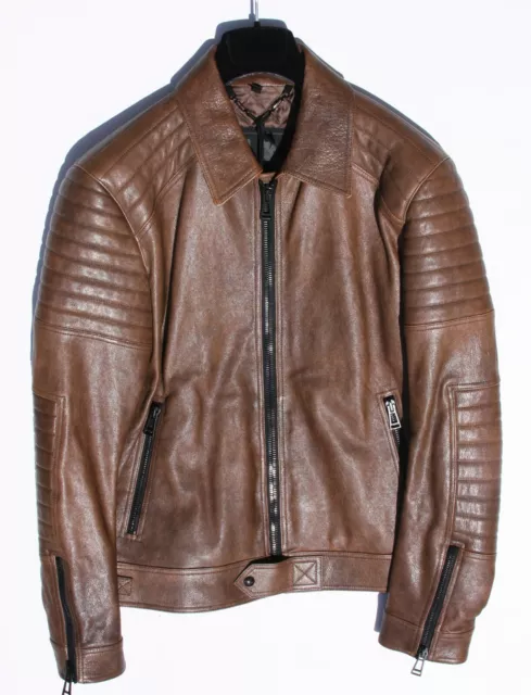 New $2695 BELSTAFF ATHERLEY Biker Brown Leather Jacket 52 - US 42