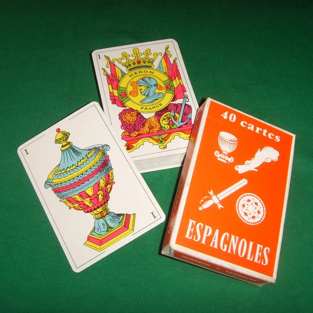 ANCIEN JEU DE cartes espagnol HÉRON 40 cartes complet hombre scopa latin VINTAGE EUR 40,00
