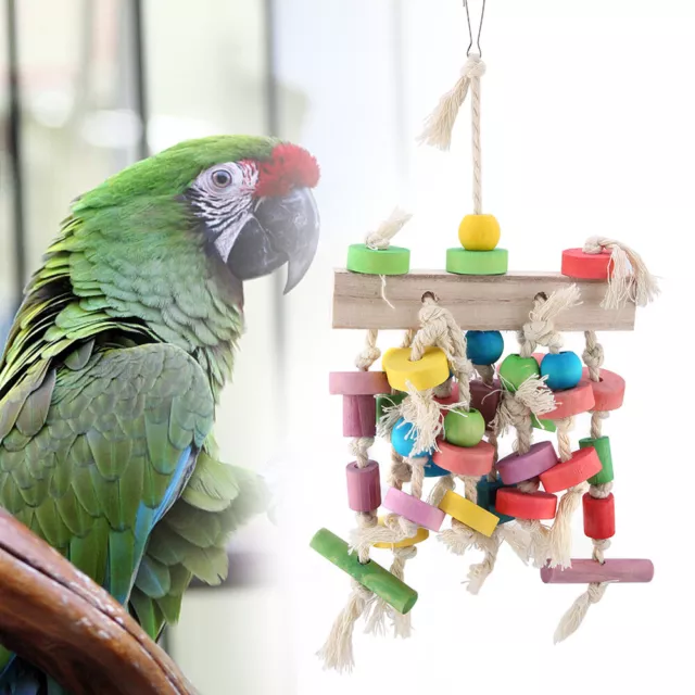 Holz Papagei Spielzeug Haustier Vogel Kauen Lustige Schaukel Hngende Leiter 3