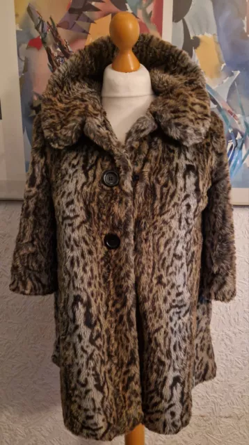 Miss Selfridge Womens  Leopard faux fur plush Jacket Coat Jacket Size UK12 EUR40 2