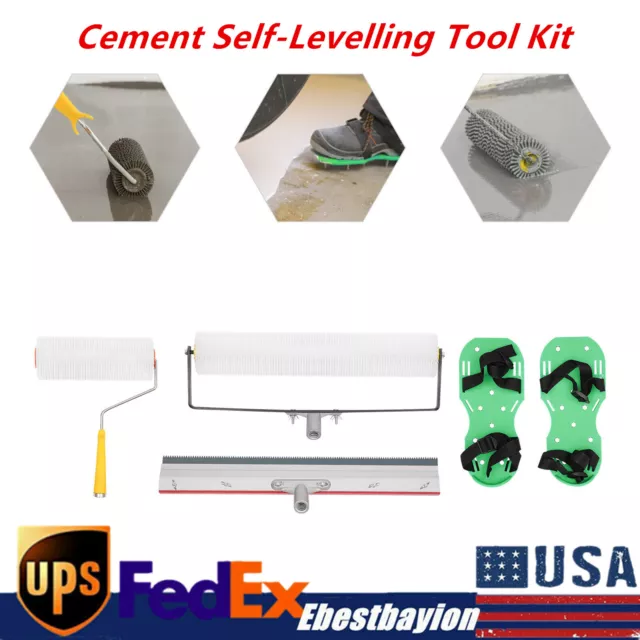 Cement Self-leveling Epoxy Floor Paint Roller Blade Spike Construction Tool Kit