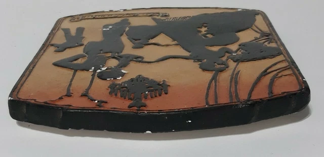 Vintage Plaster Of Paris Tile "The Gay Nineties" Painted Silhouette. 6