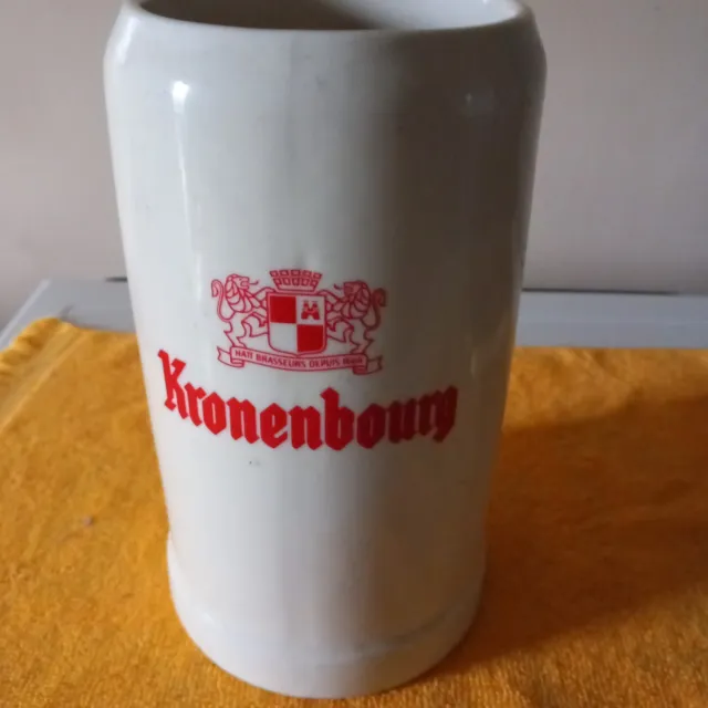 Chope en gres 1L bière Brie Kronenbourg