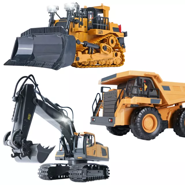 RC Excavator Bulldozer Dump Truck 2.4GHz Construction Truck with Light for Kids