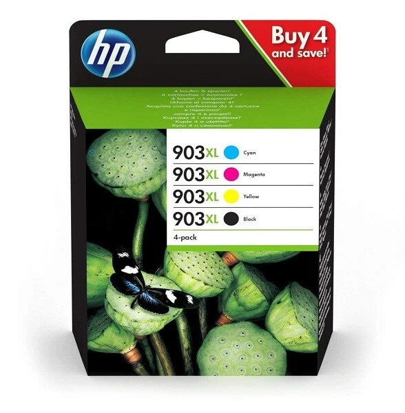 Kit 4 Cartucce Originali Hp 903Xl Bk C M Y T6M15Ae T6M11Ae T6M07Ae T6M03Ae 3Hz51