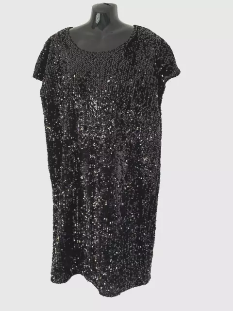 Next Stunning Black Sequin Shift Dress Size 16 Maternity New With Tags Party