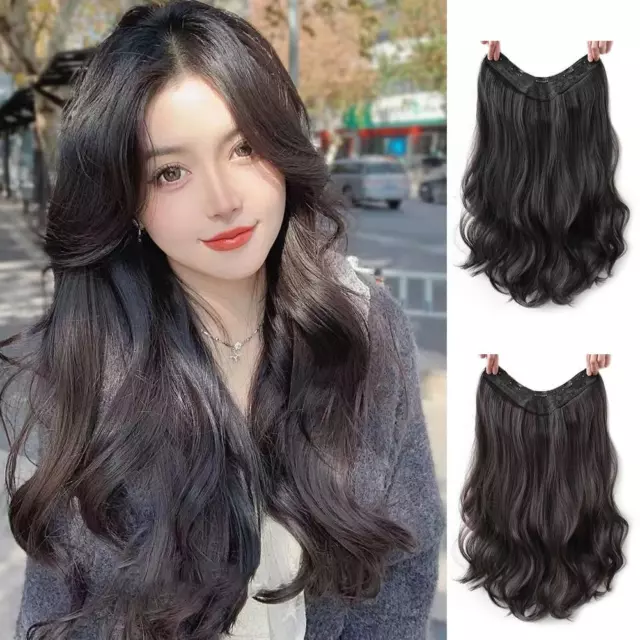 Long Curly Women Clip In Hair Extensions Black Brown High Temperature Synth U4K4