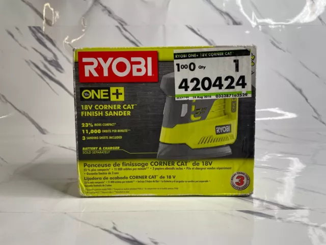 Ryobi 18Volt ONE+ Corner Cat Finish Sander with Sandpaper BRAND NEW - OPEN BOX