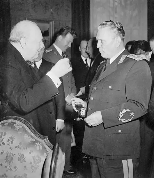 Josip Broz Tito Being Welcomed by Winston Churchill - London T - 1953 Old Photo