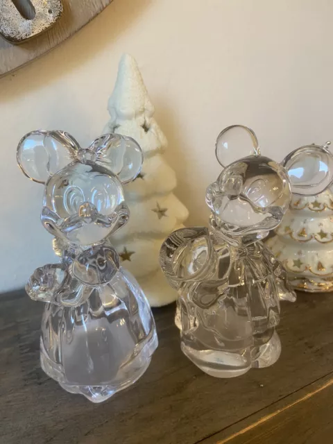 Disney Lenox Mickey & Minnie Mouse Crystal Salt & Pepper Shakers With Papers 2