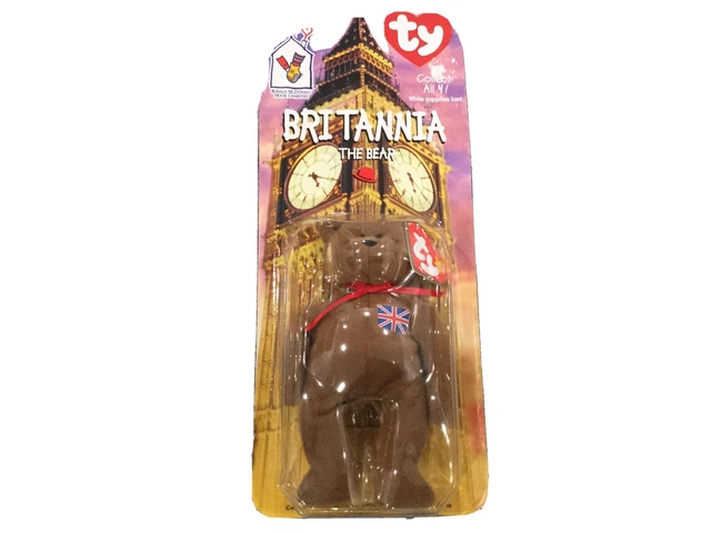 Britannia The Bear-1999 McDonalds Ty Beanie Baby errors New In Pkg,1993,OakBrook