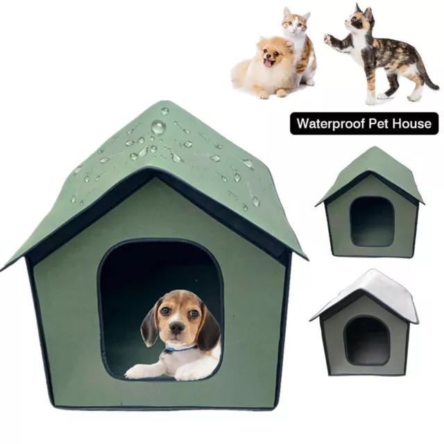 Weatherproof Outdoor Cat Dog House Kennel Stray Shelter Tent Sleep Nest Foldable