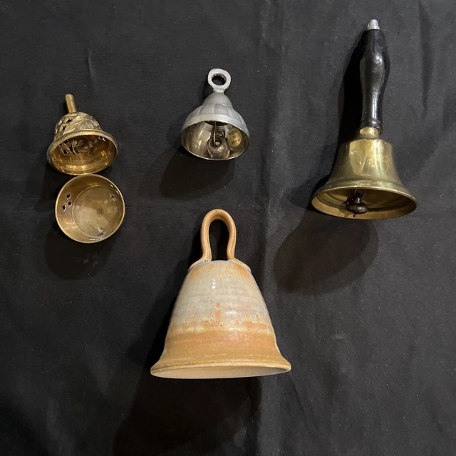 Lot Of Four Various Collectible Vintage Bells As Pictures 😋😋😋😋😋😋