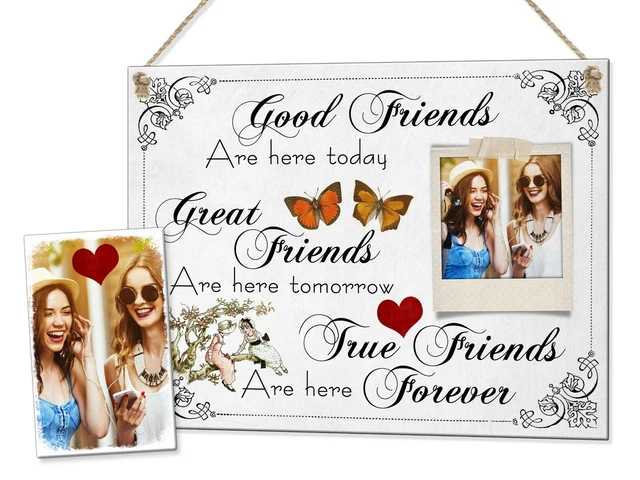 Personalisiert Good Friends Plakette Schild bester Freund Geschenk Kunststoff maßgeschneidertes Foto