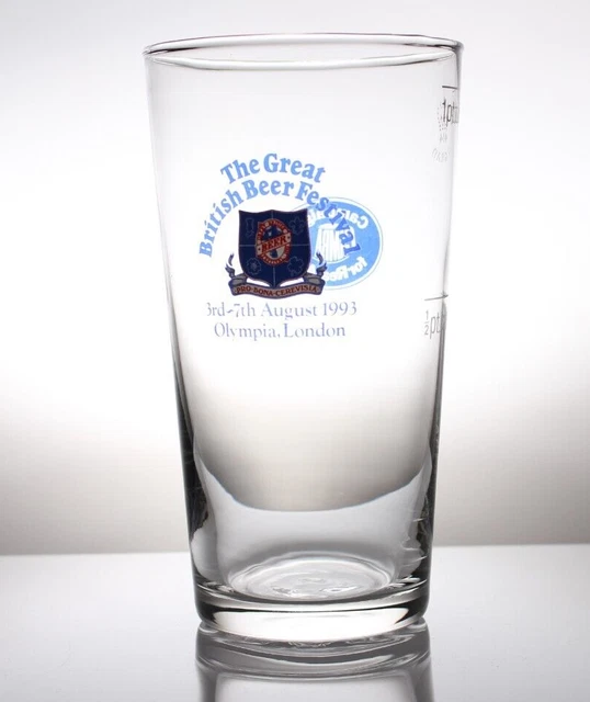 Das große britische Bierfestival Olympia London 1993 CAMRA Pint Bierglas