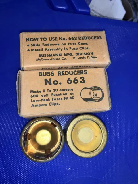 Lot of 2 Pairs of Bussmann Fuse Reducer Buss 663 for Fuse Class H, K 30A 600VAC