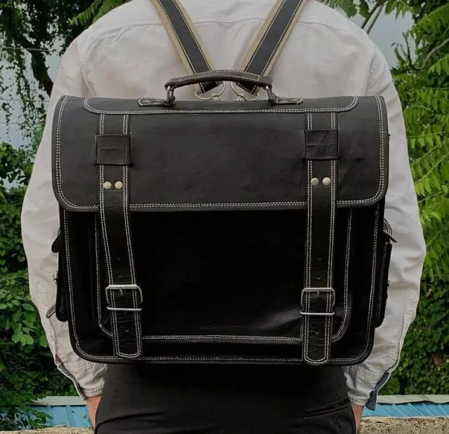 FATTO A MANO pelle Vintage Messenger Zaino Tracolla Cartella Borsa
