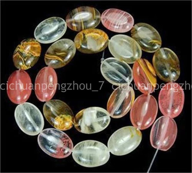 Pretty 10x14mm Multicolor Watermelon Tourmaline Gems Egg-shaped Loose Beads 15''