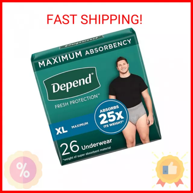 DEPEND FRESH PROTECTION Adult Incontinence Underwear for Men 26ct $28. ...