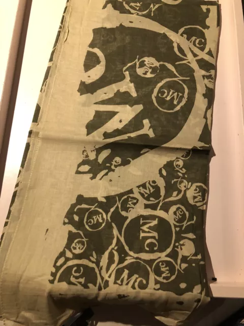 BNWT Large Alexander Mcqueen MCQ Initials Scarf Cream Cotton Silk Blend