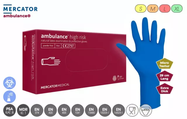 Mercator ambulance® high risk Latex-Schutzhandschuhe, extra dick, sehr strapazie